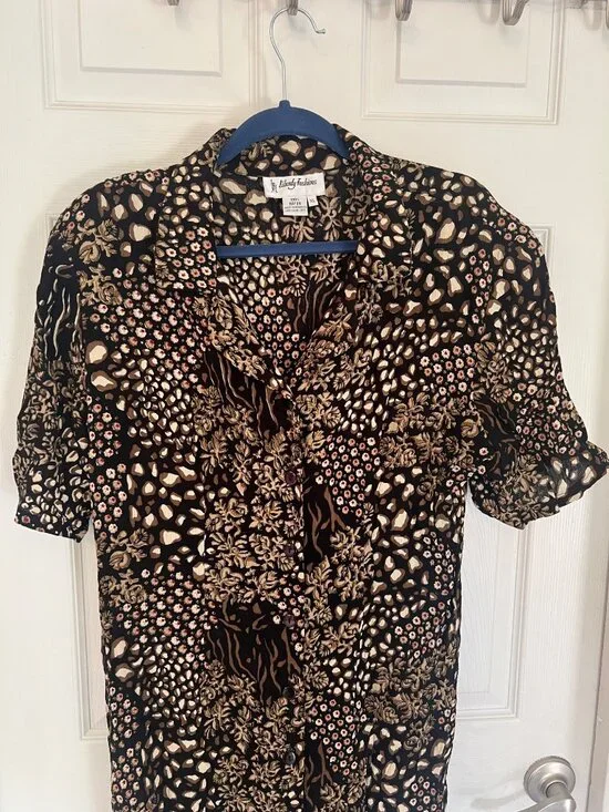 Vintage 90's Liberty Fashions Rayon Short Sleeve Maxi Length Dress Size XL - Picture 2 of 9